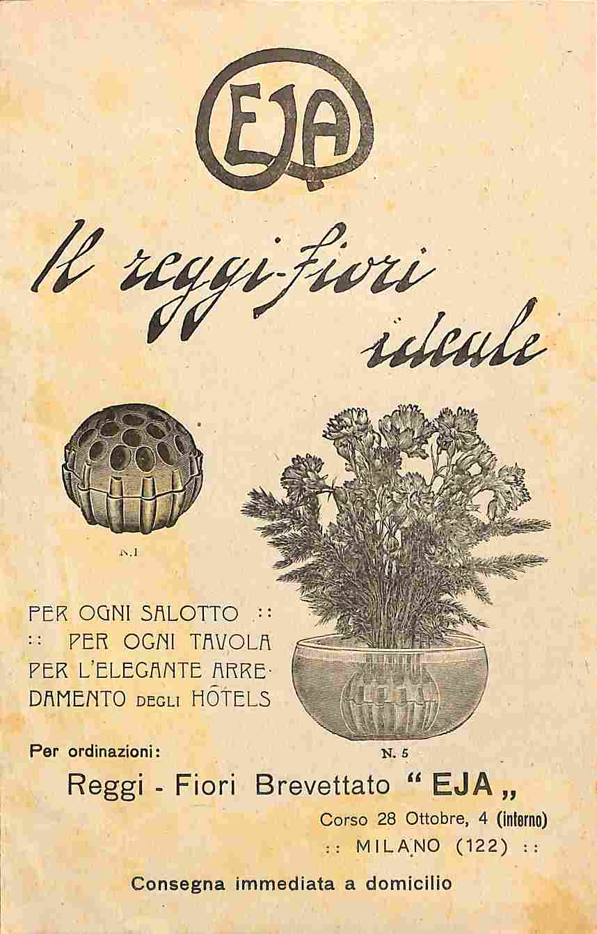 Eja. Il reggi-fiori ideale. Bifoglio pubblicitario